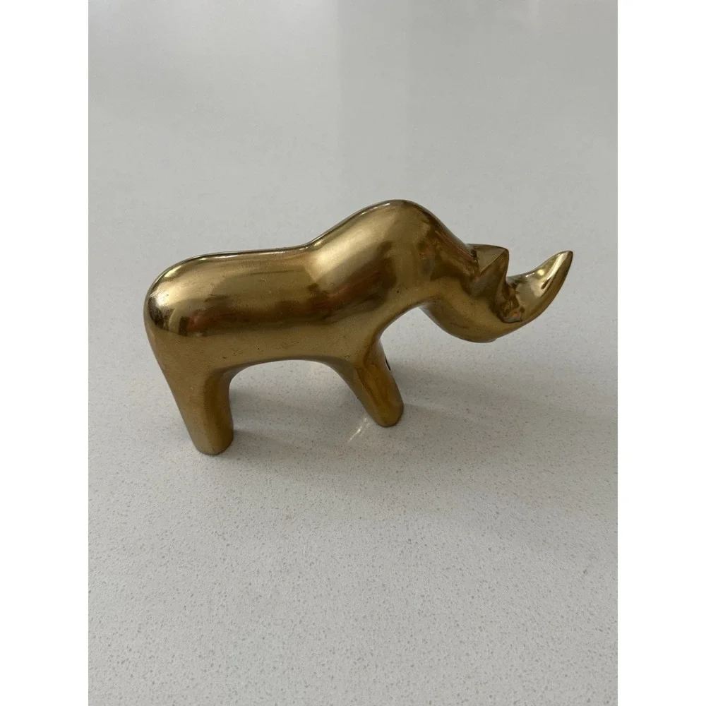 Threshold‎ Brass Rhinoceros Standalone Tabletop Animal Decor 3.75